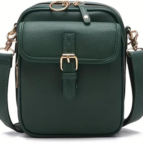 Vintage Green Small Leather Crossbody Bag for Women with RFID Anti-Theft Securit - Picture 1 of 6